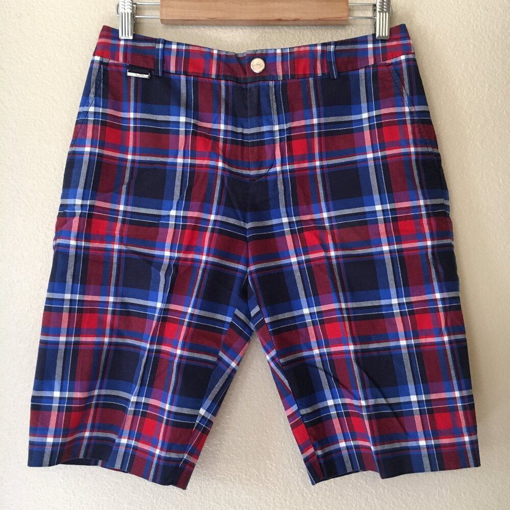 Lauren Ralph Lauren Shorts 4 Golf Active Plaid Red White Blue Bermuda Preppy